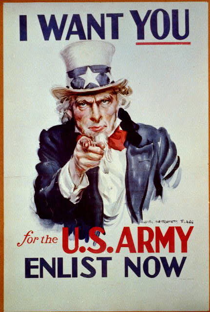 1941 United States Army enlistment poster showing Uncle Sam