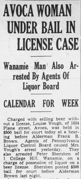 Wilkes-Barre Times Leader, the Evening News, 22 October 1937, p. 3. Headings and opening paragraph, including Peter Shershen of Wanamie.